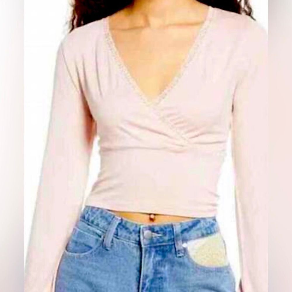 BP Nordstrom CropΒ Wrap front top inβpinkβsmokeβsizeβsmallβNWTβ